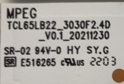 KIT DE LED'S PARA TV TCL ((4 PIEZAS)) / NUMERO DE PARTE TCL65LB22_3030F2.4D_V0.1_20211230 / B0101-000510*A0026* / ZMJN-JC3-5*F101*5* / 220123*55473*TG / PANEL ST6451D06-3 VER.2.1 / MODELOS 65S455 / 65S454 / 65RP630K - Imagen 4